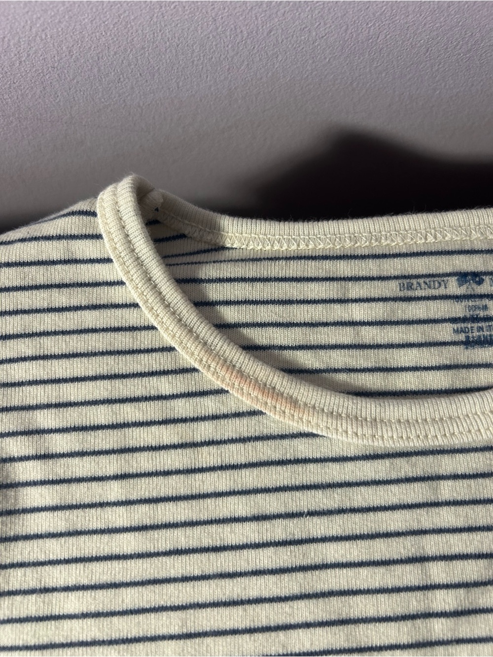🧘‍♀️🌸Brandy Melville Striped Cream and Navy Knit Top - Picture 5 of 7